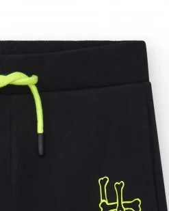 Bermudas pour garçon en noir avec taille élastique et poche latérale