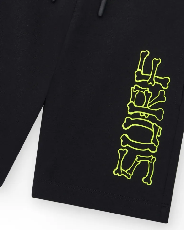Bermudas pour garçon en noir avec taille élastique et poche latérale