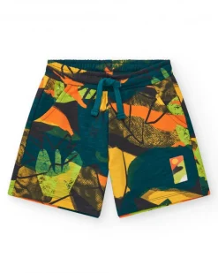 Bermudas pour garçon en vert avec taille élastique.
