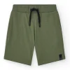 Bermudas pour garçon en vert avec taille ajustable et poches