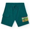 Bermudas pour garçon en vert avec taille élastique et poches latérales