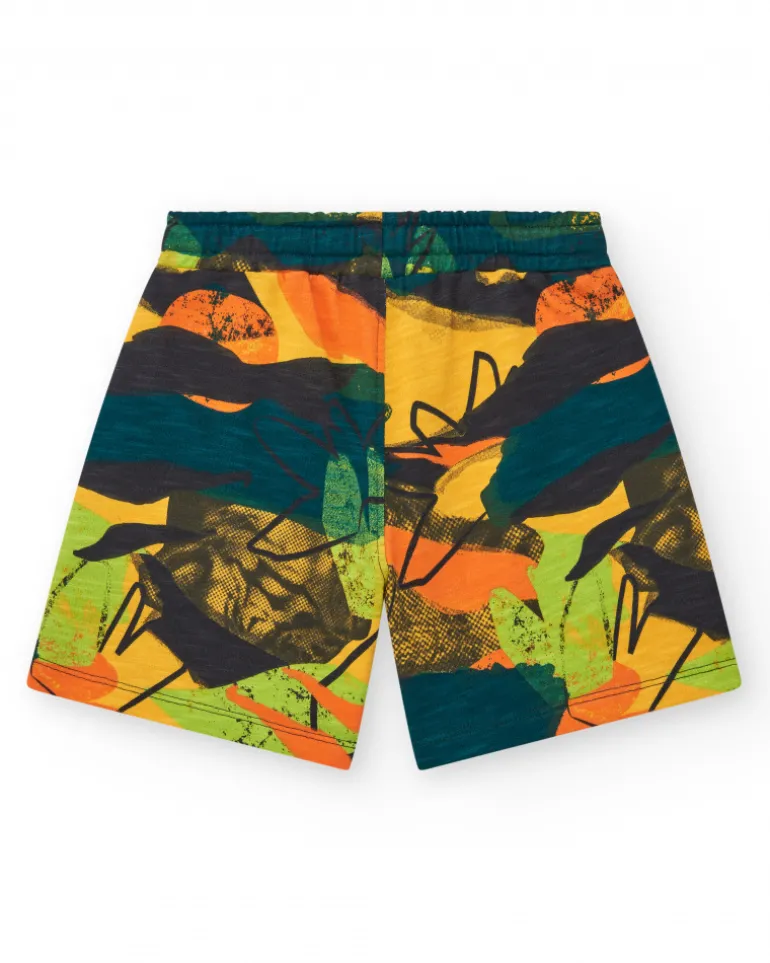 Bermudas pour garçon en vert avec taille élastique.