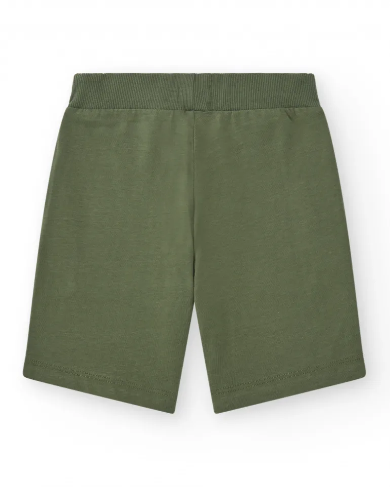 Bermudas pour garçon en vert avec taille ajustable et poches