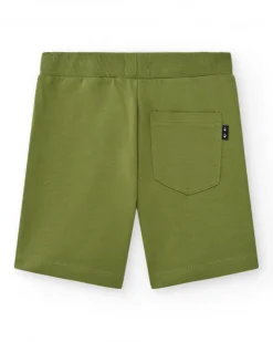 Bermudas pour garçon en vert olive avec taille ajustable et poches