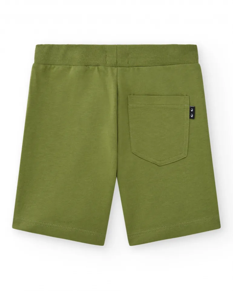 Bermudas pour garçon en vert olive avec taille ajustable et poches