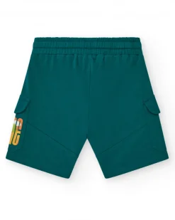 Bermudas pour garçon en vert avec taille élastique et poches latérales