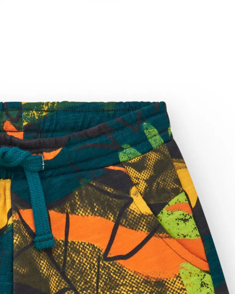 Bermudas pour garçon en vert avec taille élastique.