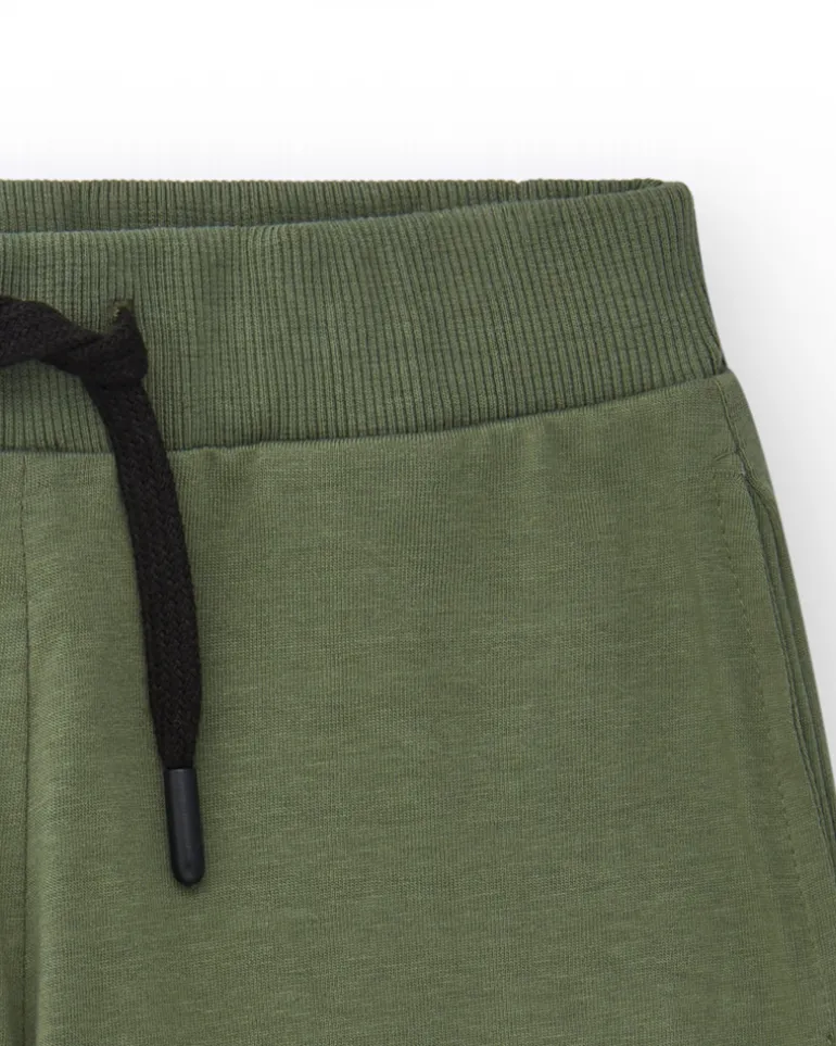 Bermudas pour garçon en vert avec taille ajustable et poches