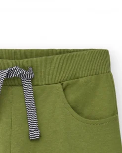 Bermudas pour garçon en vert olive avec taille ajustable et poches