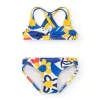 Bikini bleu et jaune pour fille avec fleurs