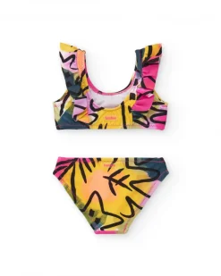 Bikini lilas pour fille avec imprimé multicolore