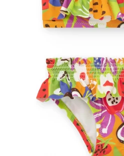 Bikini pour fille avec imprimé de fruits et détails froncés