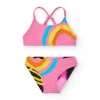 Bikini rose pour fille avec arc-en-ciel et bretelles croisées