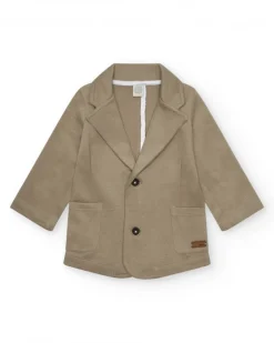 Blazer beige pour garçon avec fermeture à deux boutons et poches