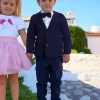 Blazer bleu marine pour garçon avec fermeture à deux boutons