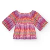 Blouse pour fille multicolore imprimée avec manches trois-quarts.