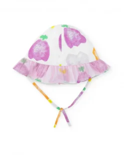Bonnet plat pour fille couleur blanche