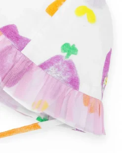 Bonnet plat pour fille couleur blanche