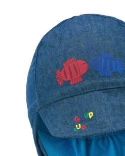Bonnet pour garçon avec imprimé de poissons en rouge et bleu