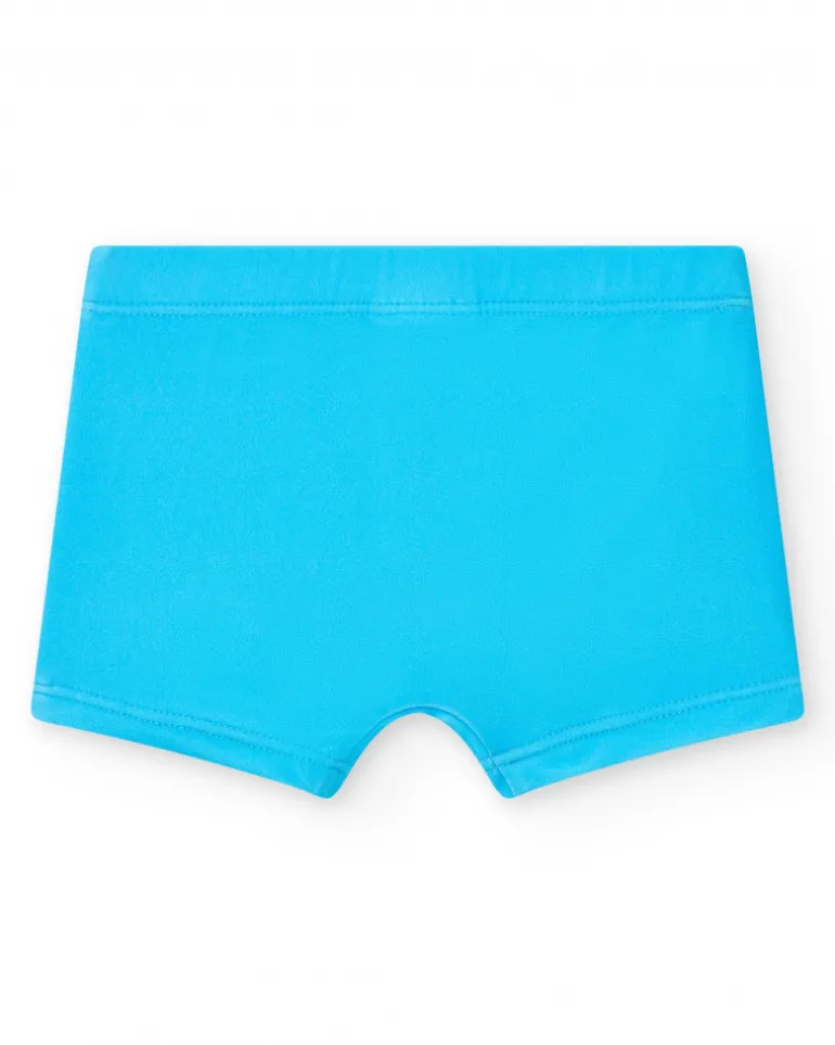 Boxer bleu pour garçon avec trottinette et phrase "Let's Go Ride"