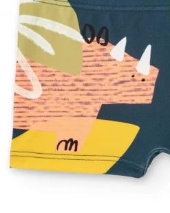 Boxer de bain bleu et jaune pour garçon avec dinosaures