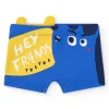 Boxer de bain bleu pour garçon avec phrase "HEY FRIENDS"