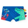 Boxer de bain bleu pour garçon avec design de crocodile et détails 3D