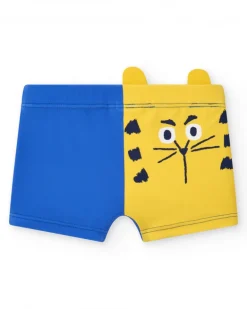 Boxer de bain bleu pour garçon avec phrase "HEY FRIENDS"