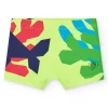 Boxer de bain vert pour garçon avec poissons rouges et bleus