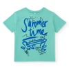 Camiseta de manga corta para niño en turquesa con estampado veraniego
