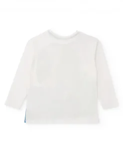 Camiseta de manga larga para niño en blanco con estampado de árbol