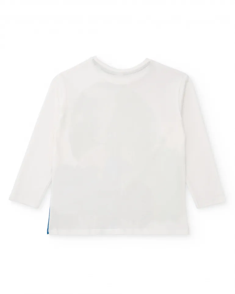 Camiseta de manga larga para niño en blanco con estampado de árbol