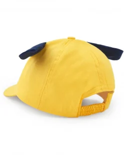 Casquette jaune pour fille avec oreilles bleues