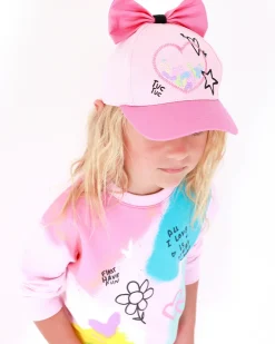 Casquette rose pour fille avec sequins et nœud