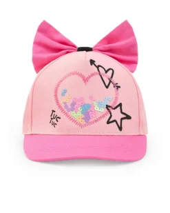 Casquette rose pour fille avec sequins et nœud