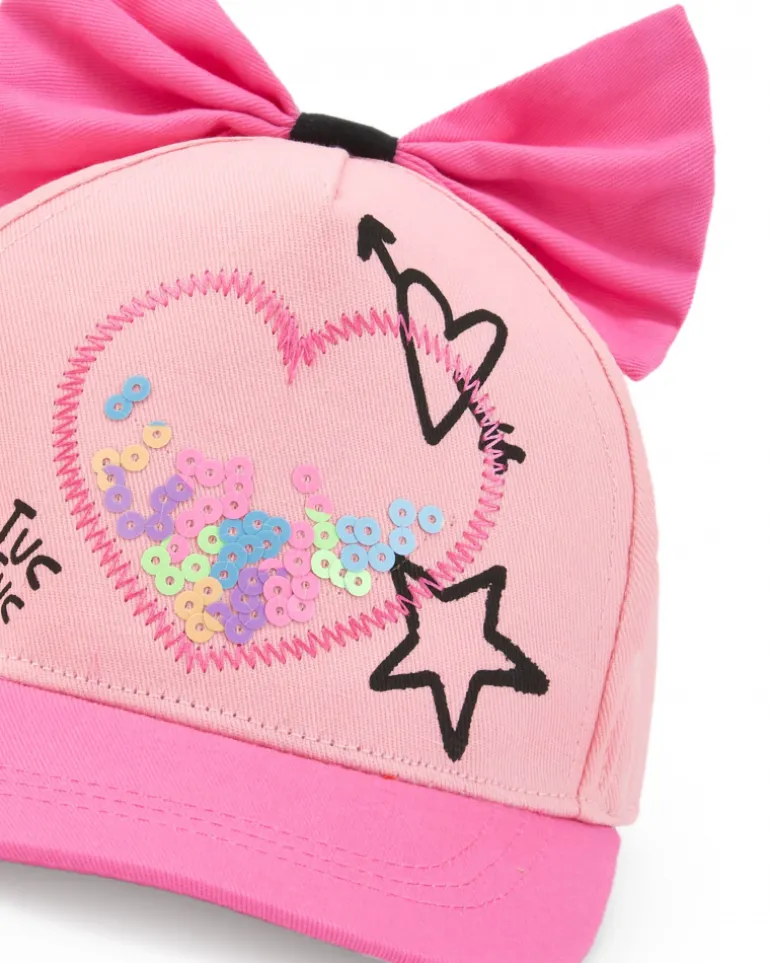 Casquette rose pour fille avec sequins et nœud