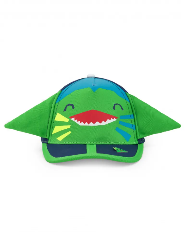 Casquette verte pour garçon avec visage souriant et oreilles