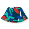 Chapeau plat bleu pour garçon avec imprimé multicolore
