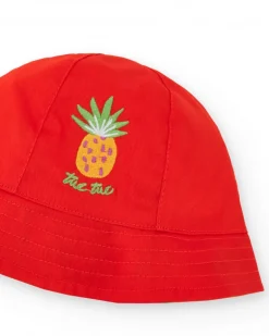 Chapeau réversible pour fille avec broderie d'ananas