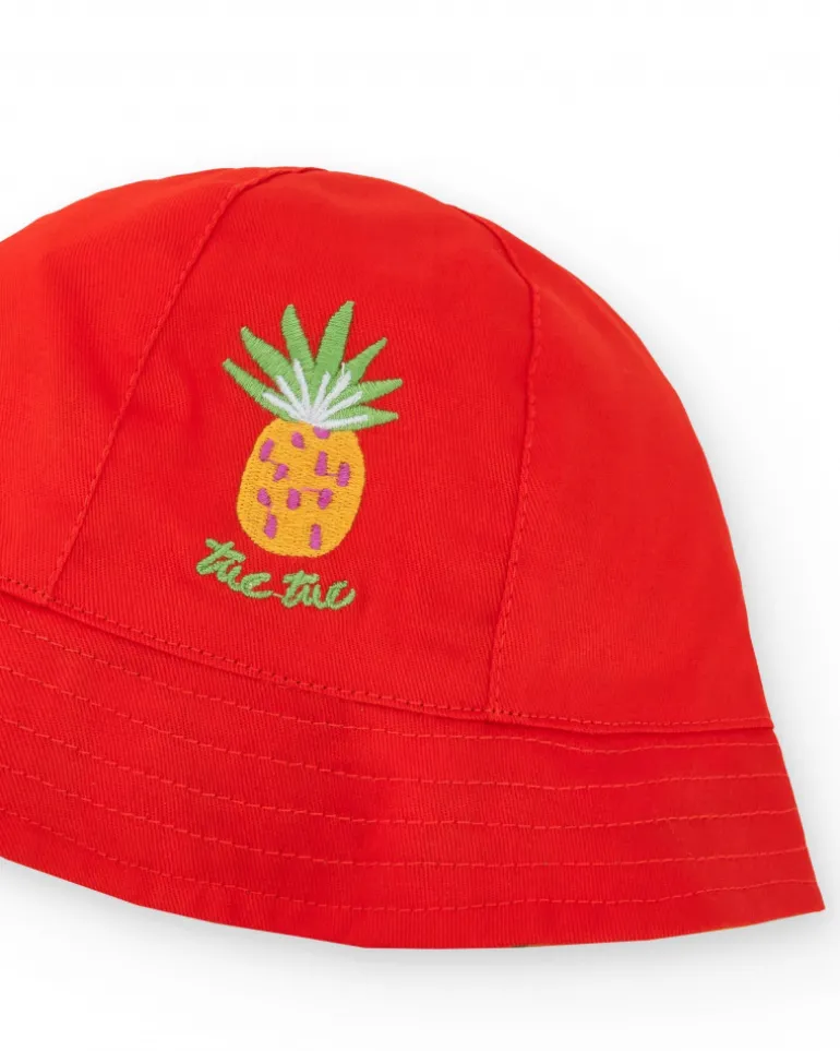 Chapeau réversible pour fille avec broderie d'ananas