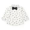 Chemise blanche pour garçon avec imprimé de dinosaures et nœud papillon amovible
