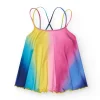 Chemise multicolore pour fille avec bretelles croisées dans le dos.