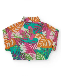 Chemise pour fille avec imprimé tropical et nœud à l’avant.