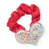 Chouchou rouge pour fille avec cœur en confettis