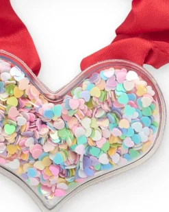Chouchou rouge pour fille avec cœur en confettis