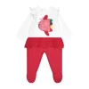 Combinaison blanche pour fille avec applique de poisson et jupe en tulle rouge