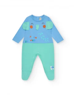 Combinaison bleue et verte pour garçon avec imprimé d'éléphant et oreilles en relief