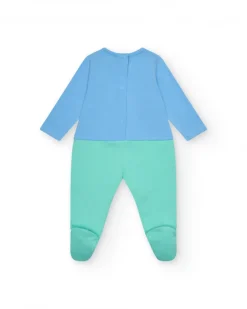 Combinaison bleue et verte pour garçon avec imprimé d'éléphant et oreilles en relief