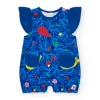 Combinaison bleue pour fille avec imprimé marin et poches en forme de poisson