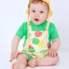 Combinaison en tricot pour garçon avec imprimé de pommes et poche frontale